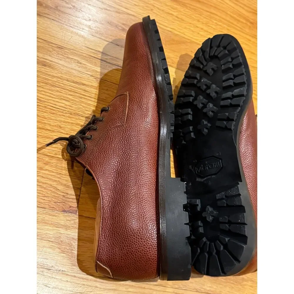 Salvatore Ferragamo Studio Brown Pebble Grain Leather Vibram Lug Derby Shoes 9D